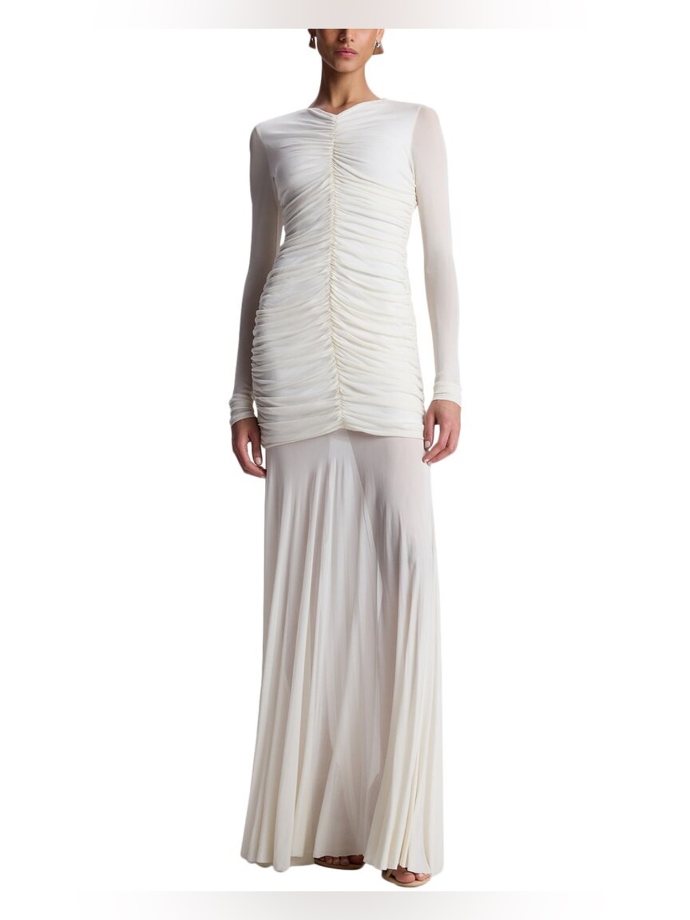 A.L.C. Ivory Ruched Long-Sleeve Fawn Dress Size Large BNWT